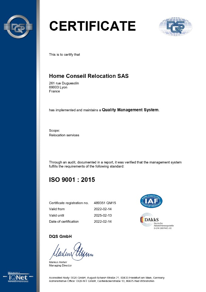 Certificat ISO : 9001
